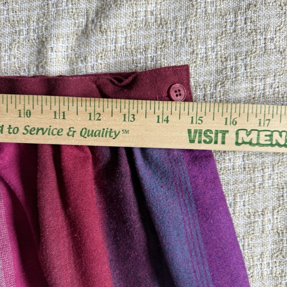 Vintage Striped Long A-Line Skirt Magenta M/L Folk Artisan Cottagecore Prairie - Picture 6 of 7